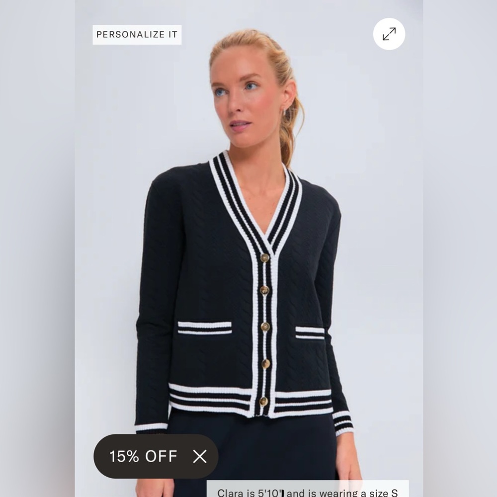 Tuckernuck Black Cardigan with White Trim